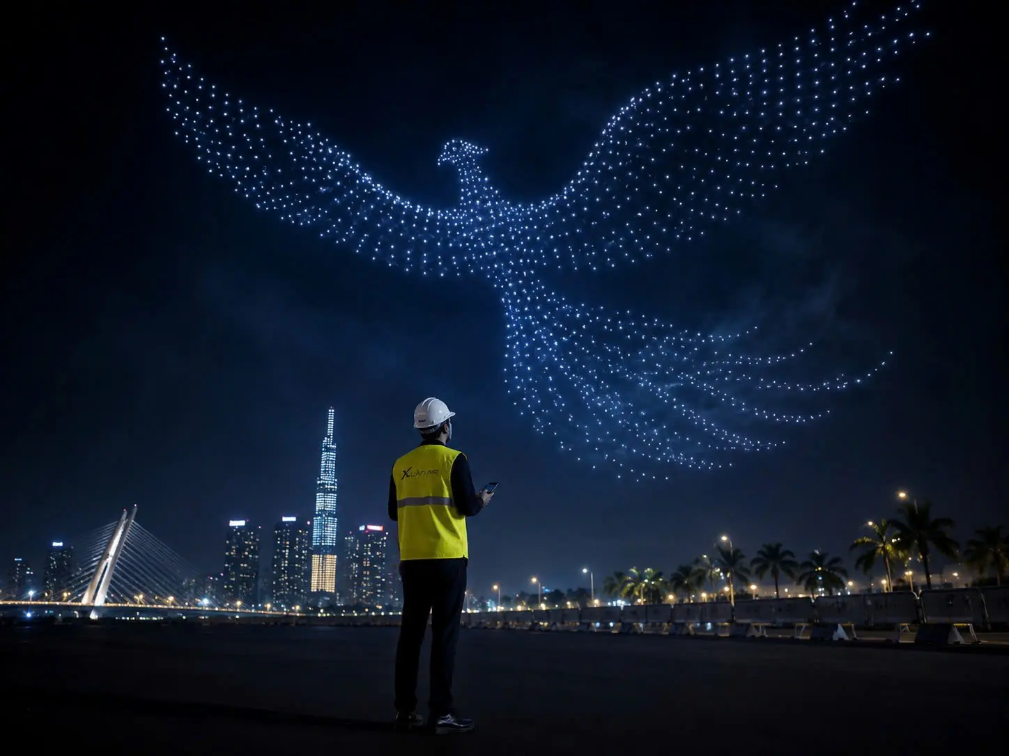 Kỹ thuật viên Xuan Air đang chuẩn bị thiết bị drone